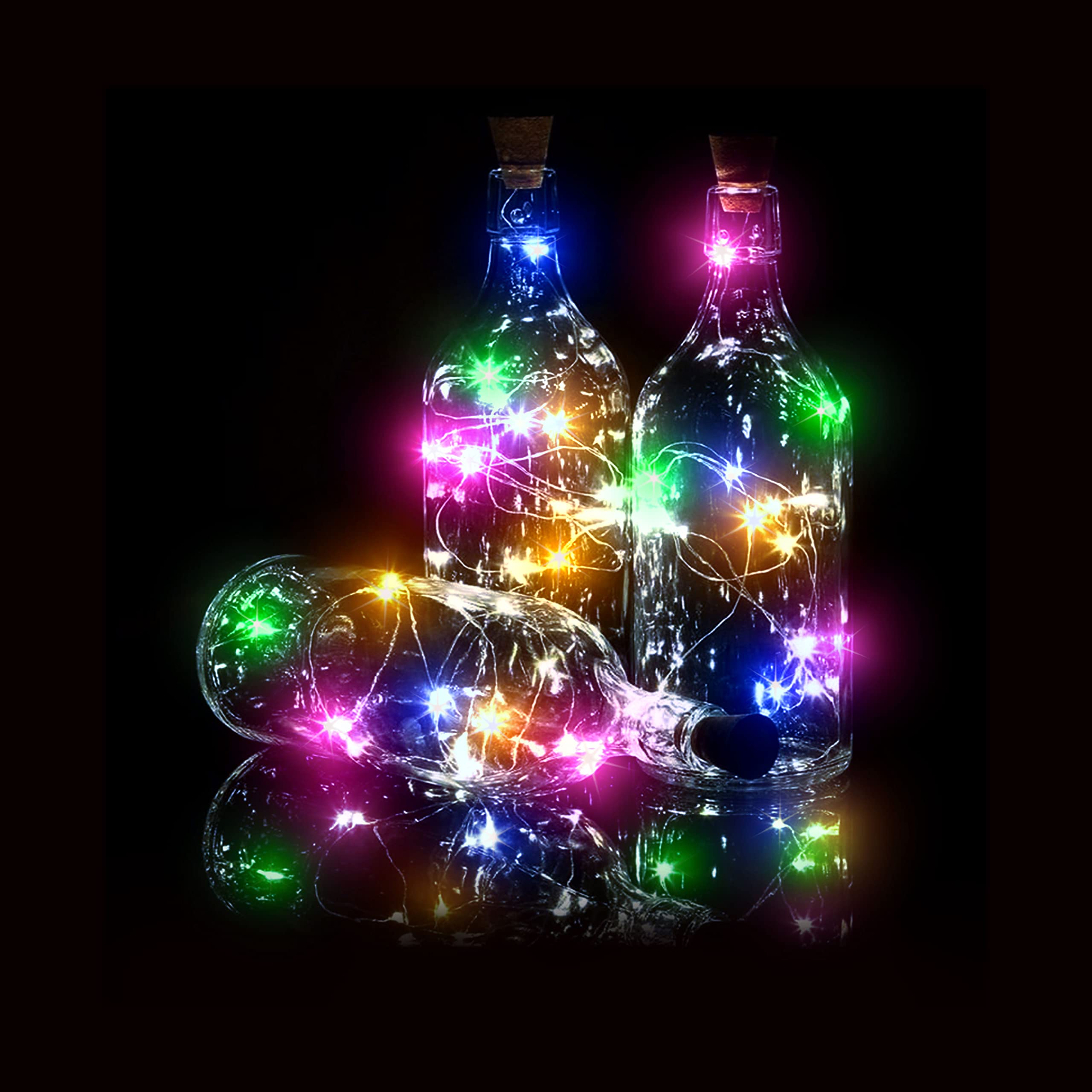 Bottle Lights 12 Pack 20 LEDs Cork Lights for Wine Bottles Battery (Included) Powered Fairy Mini String Lights for DIY Jar Lighting Indoor Bedroom Party Wedding Christmas Halloween Decor (Colorful)